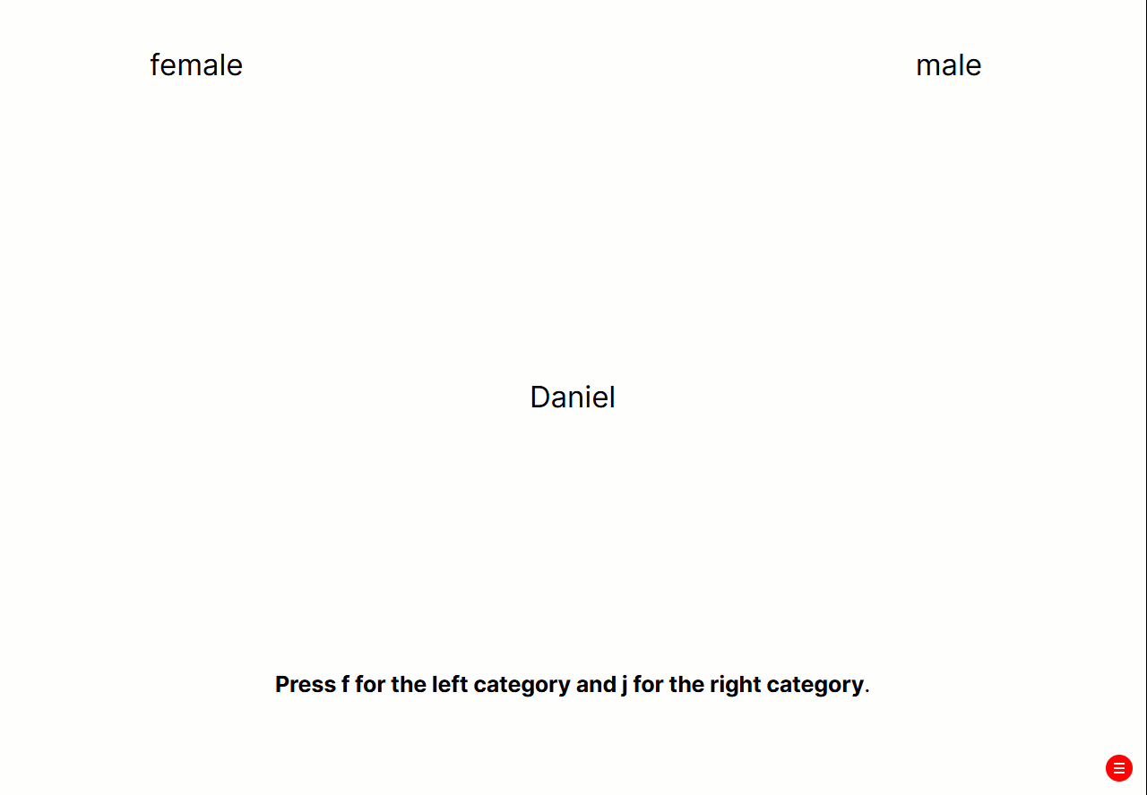 Animated gif of an implicit attitudes task